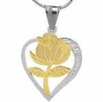 Rose Flower Pendant Stainless steel Jewelry