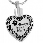 D-730 always in my heart paw print pet cremation jewelry