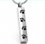 D-758 Cylinder pendant engraved paw print pet ashes cremation Keepsake jewelry