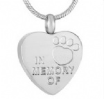 D-766 In memory of paw print pet cremation Keepsake jewelry customized