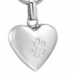 D-791 customized Heart Pendant paw print pendant pet ashes cremation jewelry