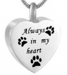D-1537 customized heart dog paw print pendant pet ashes cremation jewelry