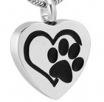 D-1542 customized heart paw print pendant pet ashes cremation jewelry