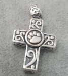 Y-861 Sterling silver paw print pet cross necklace for ashes
