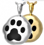 Y-864 Sterling silver paw print pet cremation jewelry