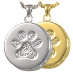 Y-866 Sterling silver paw print pet cremation jewelry