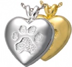 Y-869 Sterling silver paw print pet cremation jewelry