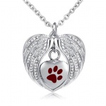 D-1569 Angel wing pet urns ashes necklace cremation keepsake memorial jewelry