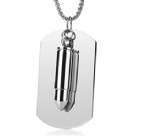 D-1667 Dog Tag Bullet Military pendant urns ashes necklace cremation keepsake memorial jewelry