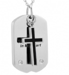 D-1668 Cross Dog tag military pendant urns ashes necklace cremation keepsake memorial jewelry