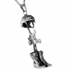 D-1672 Solider Gun Hat Military pendant urns ashes necklace cremation keepsake memorial jewelry