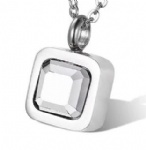 D-1676 Square stone pendant urns ashes necklace cremation keepsake memorial jewelry