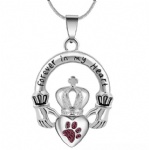 D-1679 Heart Crown paw pet pendant urns ashes necklace cremation keepsake memorial jewelry