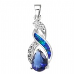 925 Sterling Silver Opal Heart Pendant