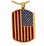 American Flag Stainless Steel Cremation Pendant Keepsake Jewelry