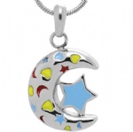 Moon and Star Stainless Steel Cremation Pendant