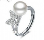 925 Sterling Silver Womens Pearl Ring