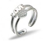 925 Sterling Silver Adjustable Womens Ring