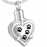 D-731 heart paw print pet cremation Keepsake jewelry