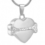 D-732 heart dog bone pet cremation Keepsake jewelry