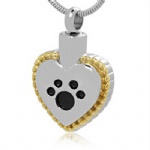 D-735 heart paw print pet cremation Keepsake jewelry