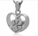 D-743 heart Paw print pet cremation Keepsake jewelry