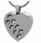 D-747 heart paw print pet cremation Keepsake jewelry