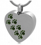 D-748 heart paw print pet cremation Keepsake jewelry