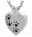 D-749 heart paw print pet cremation Keepsake jewelry