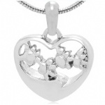 D-753 Engraving heart Paw print pet cremation Keepsake jewelry