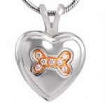 D-761 heart dog bone pet cremation Keepsake jewelry