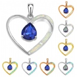 925 Sterling Silver Opal Heart Pendant