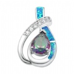 925 Sterling Silver Opal Heart Pendant