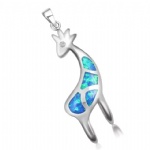 925 Sterling Silver Opal Fawn Pendant