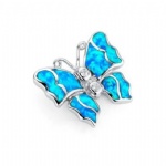 925 Sterling Silver Opal Butterfly Pendant