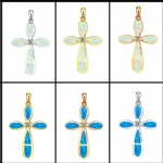 925 Sterling Silver Opal Cross Pendant