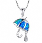 925 Sterling Silver Opal Umbrella Pendant